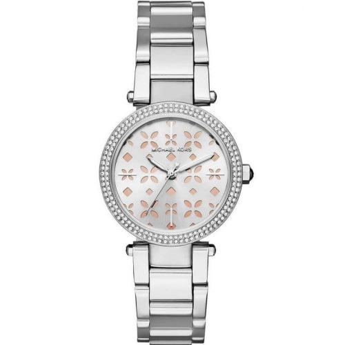 Michael Kors Ladies Mini Parker Silver Crystal Watch - MK6483